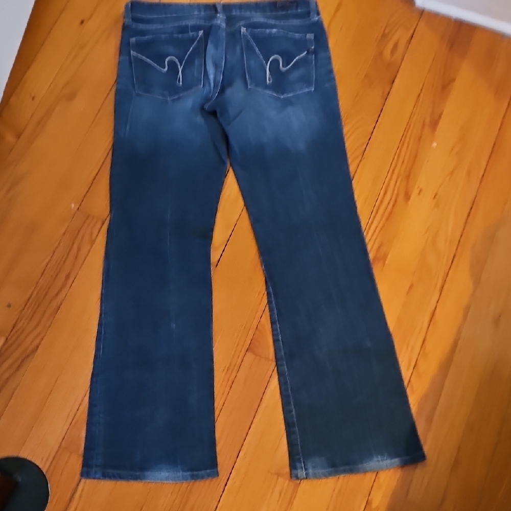 Citizens Of Humamity Low Waist Boot Cut, Sz 28 Blue Distressed Denim Jeans - Picture 7 of 12